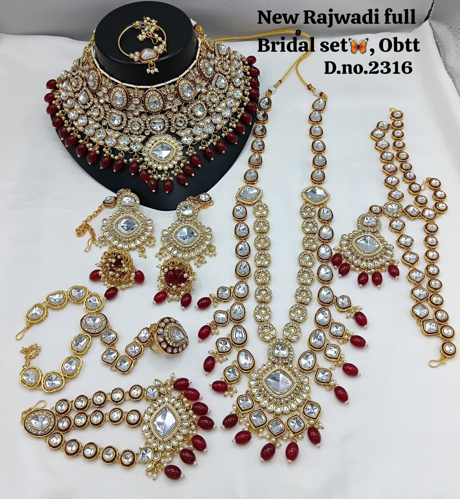 Zevar Bridal Jewelry Set Maroon Heavy Kundan Full Bridal Set for Wedding – Traditional Indian Jewelry