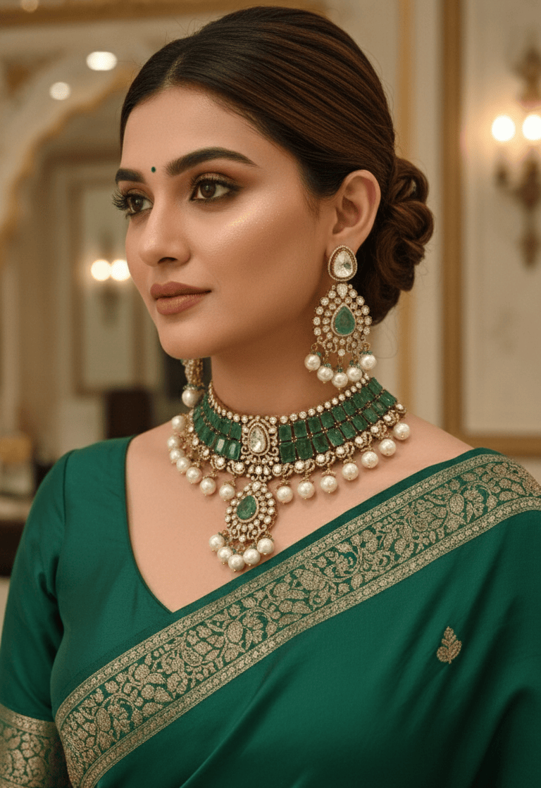 Zevar Bridal Jewelry Set Polki Uncut Kundan Heavy Choker Necklace Set - Bridal Collection