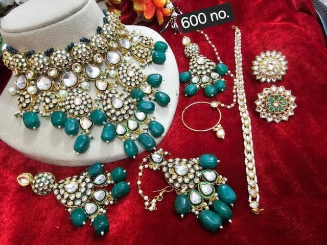 Zevar Bridal Jewelry Traditional Kundan Bridal Necklace with Matching Earrings