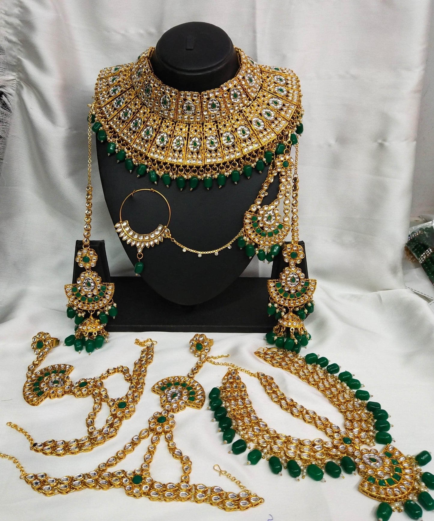 Zevar Bridal necklace green ZEVAR I Indian Bridal Jewellery Set For Women/Girls
