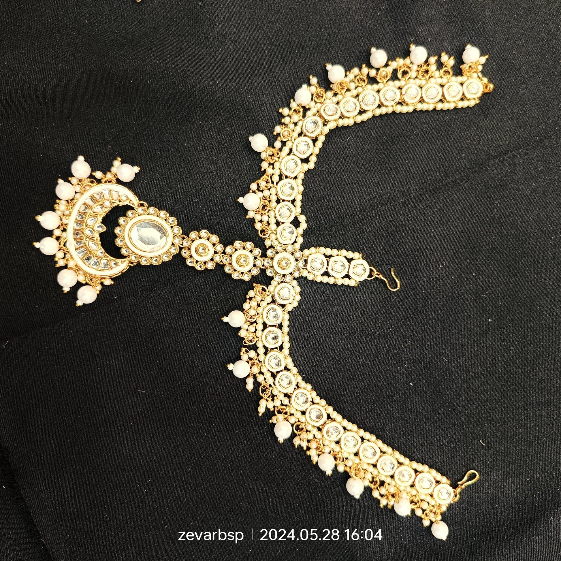 Zevar Bridal necklace Heavy Kundan Golden and White Colour Full Bridal Set