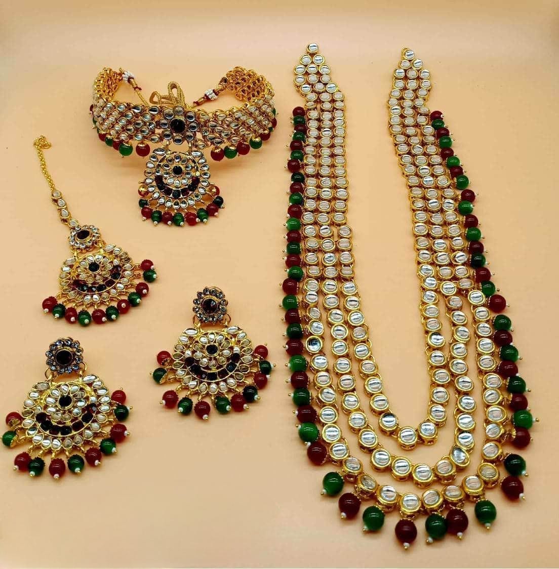 Zevar Bridal necklace multicolor ZEVAR I Kundan Studded Multi Layered Bridal Jewellery Set