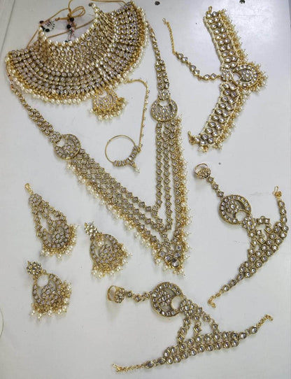 Zevar Bridal necklace ZEVAR | Red Stone Studded Pearl Bridal jewellery Set By Zevar