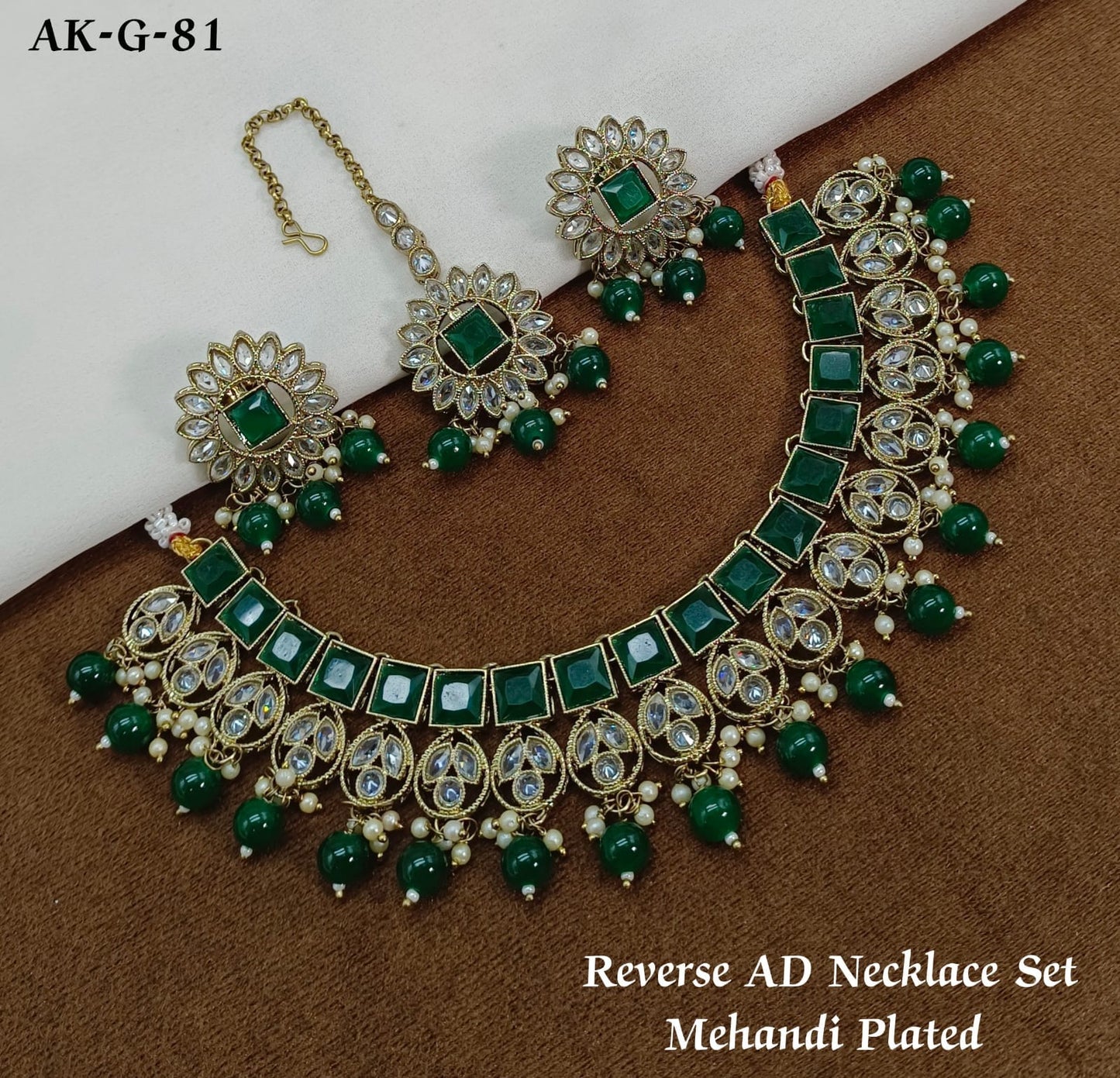 Zevar Choker Necklace Dark Green High-Quality Real Kundan Choker Necklace