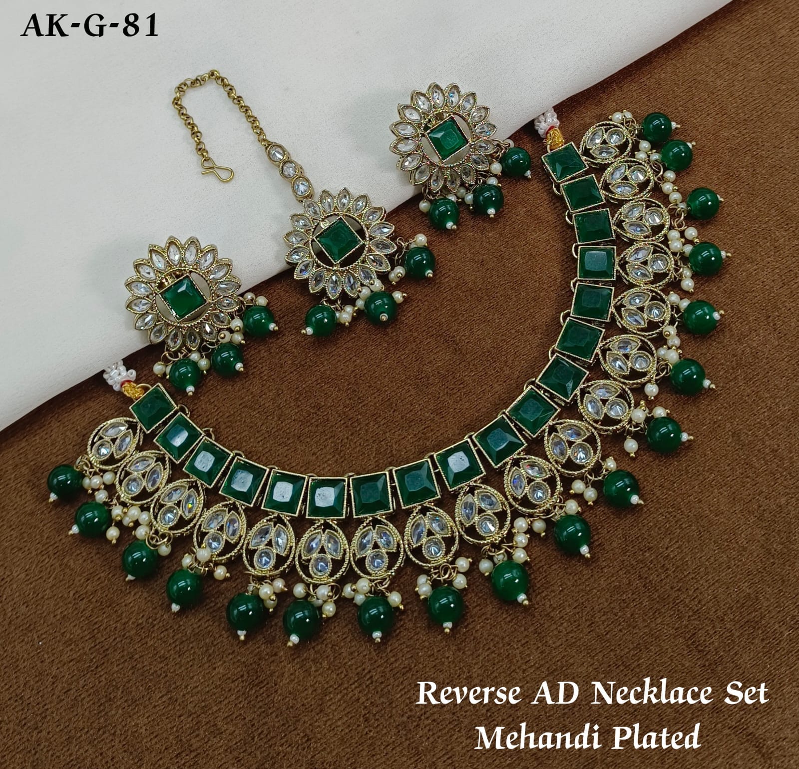 Zevar Choker Necklace Dark Green High-Quality Real Kundan Choker Necklace