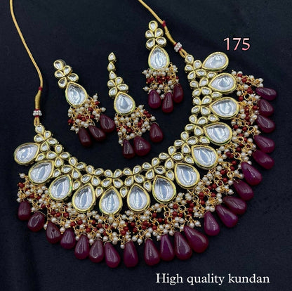 Zevar Choker Necklace Dark Maroon Exquisite Kundan Choker Necklace - Traditional Indian Bridal & Festive Jewelry