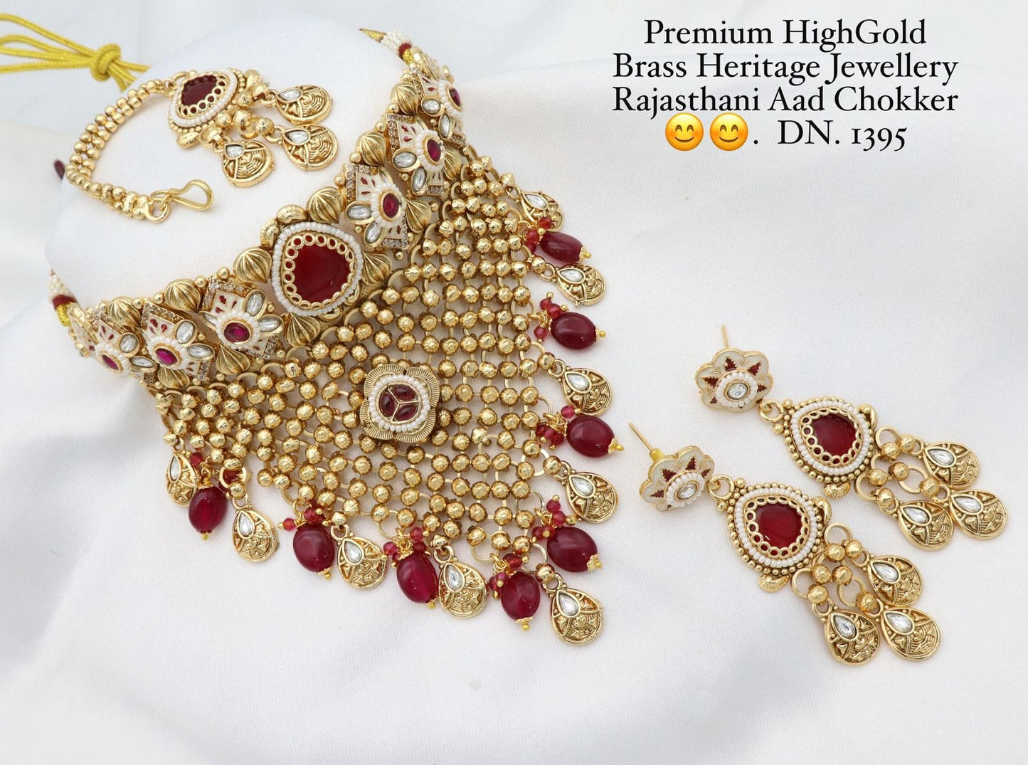 Zevar Choker Necklace Dark Maroon Gold Plated Rajasthani Aad Choker Necklace Set – Traditional Indian Jewelry