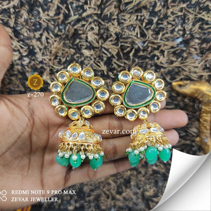Zevar choker necklace Emerald Elegance: Green Color Choker Necklace Set