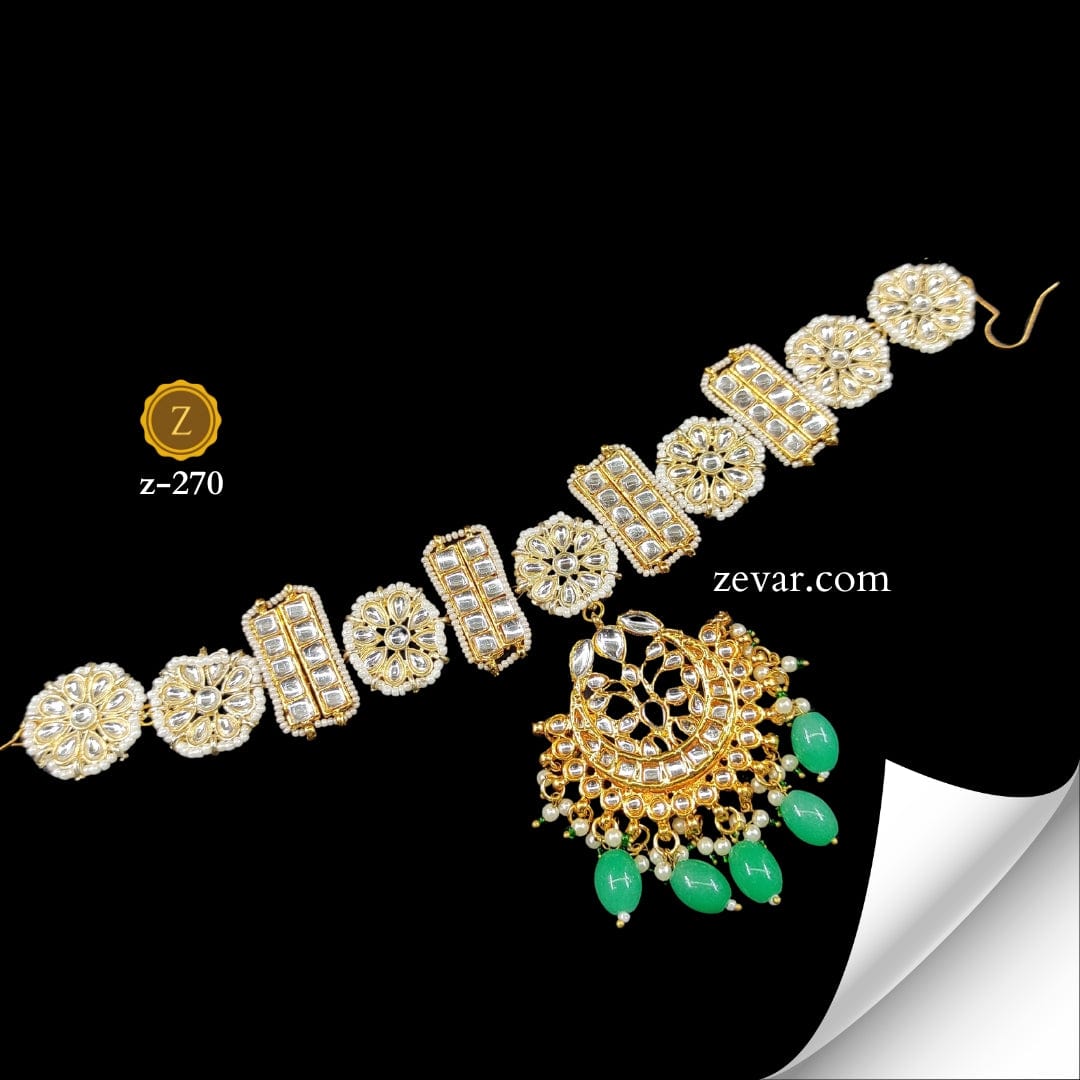 Zevar choker necklace Emerald Elegance: Green Color Choker Necklace Set