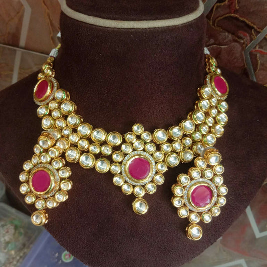 Zevar Choker necklace Grand Kundan Choker Set with Meenakari Details