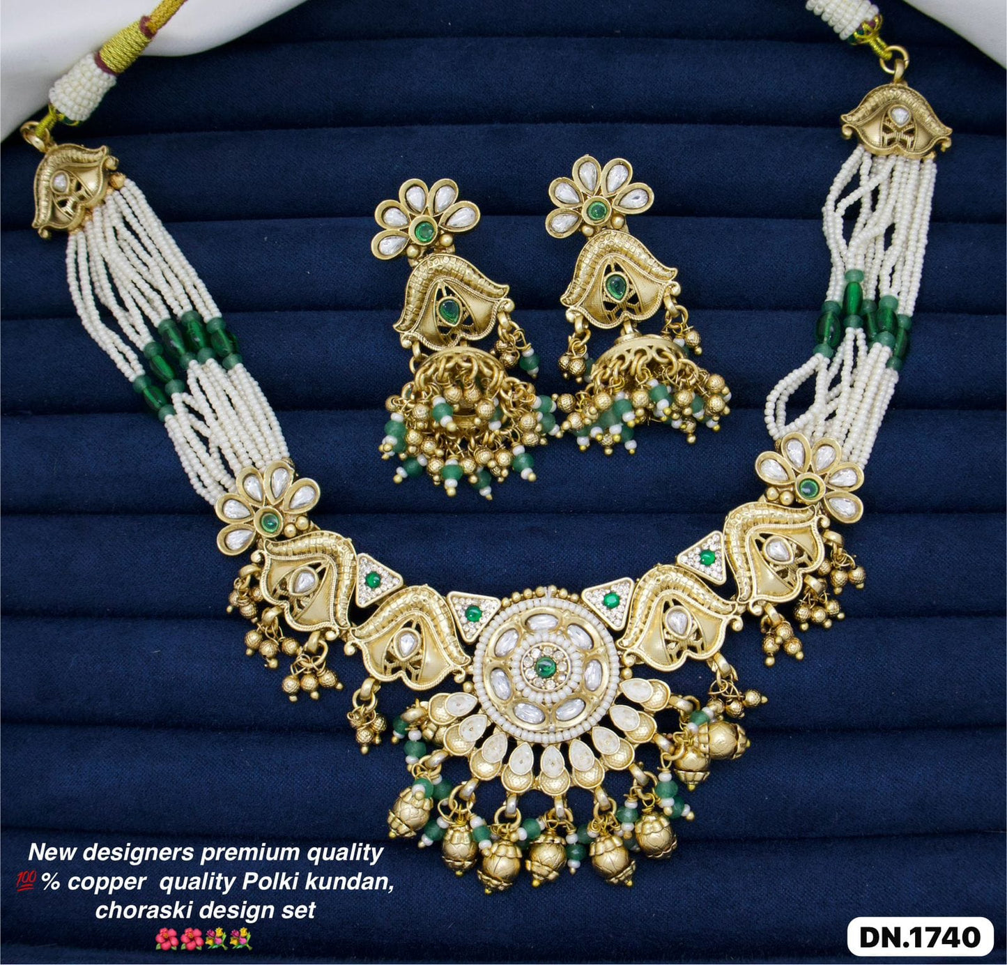 Zevar Choker Necklace Green Polki Choraski Necklace Set – Handcrafted Indian Bridal Jewelry Online