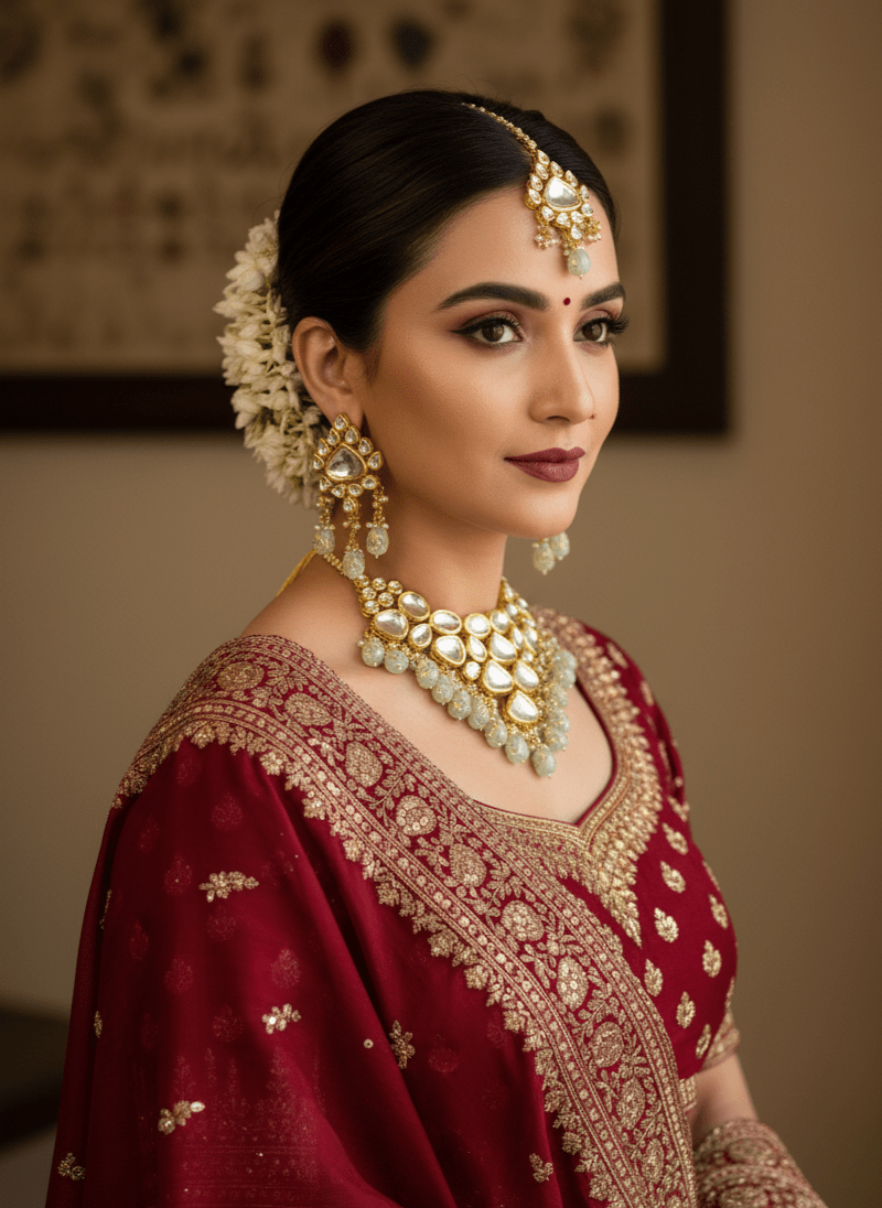 Zevar choker necklace High Quality Kundan Choker Necklace With Earring & Maangtika