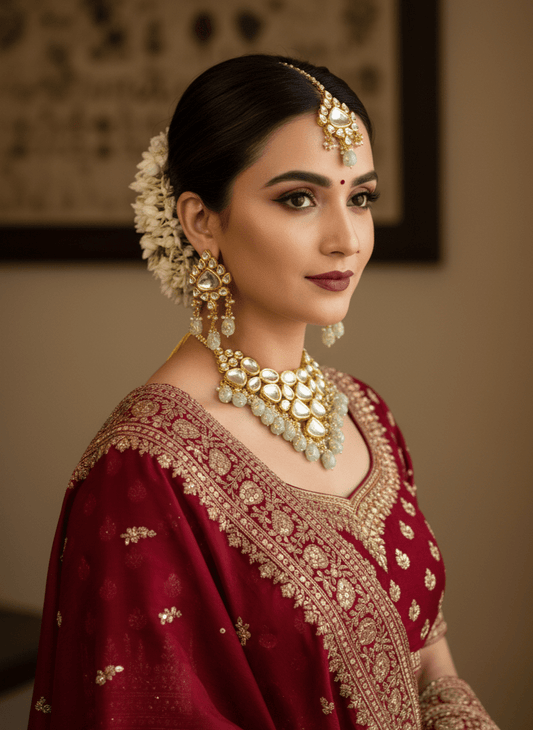 Zevar choker necklace High Quality Kundan Choker Necklace With Earring & Maangtika