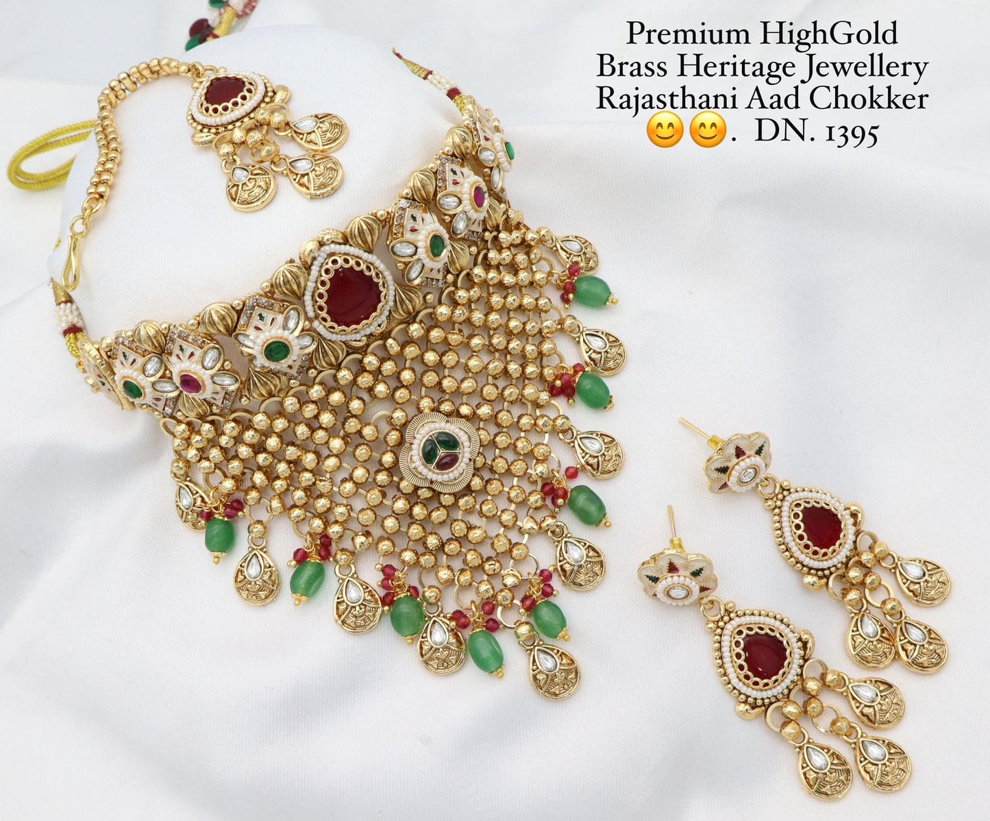 Zevar Choker Necklace Maroon Gold Plated Rajasthani Aad Choker Necklace Set – Traditional Indian Jewelry