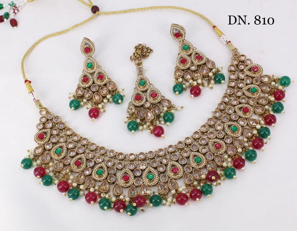 Zevar Choker Necklace Multicolor Enchanting Reverse AD Kundan Choker Necklace Set