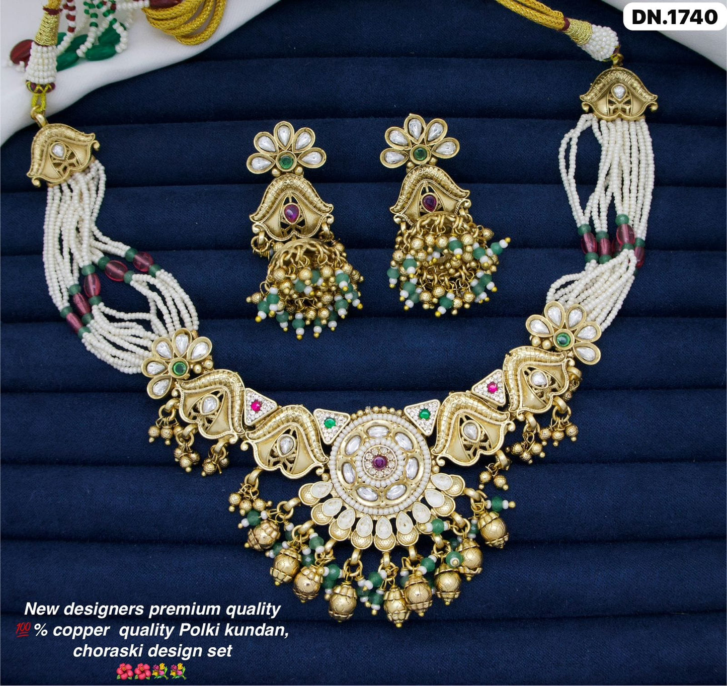 Zevar Choker Necklace Multicolor Polki Choraski Necklace Set – Handcrafted Indian Bridal Jewelry Online