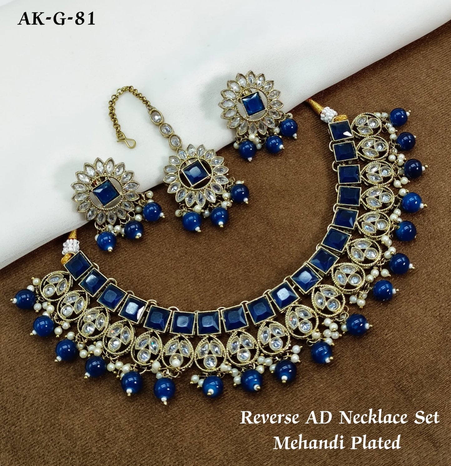 Zevar Choker Necklace Navy High-Quality Real Kundan Choker Necklace