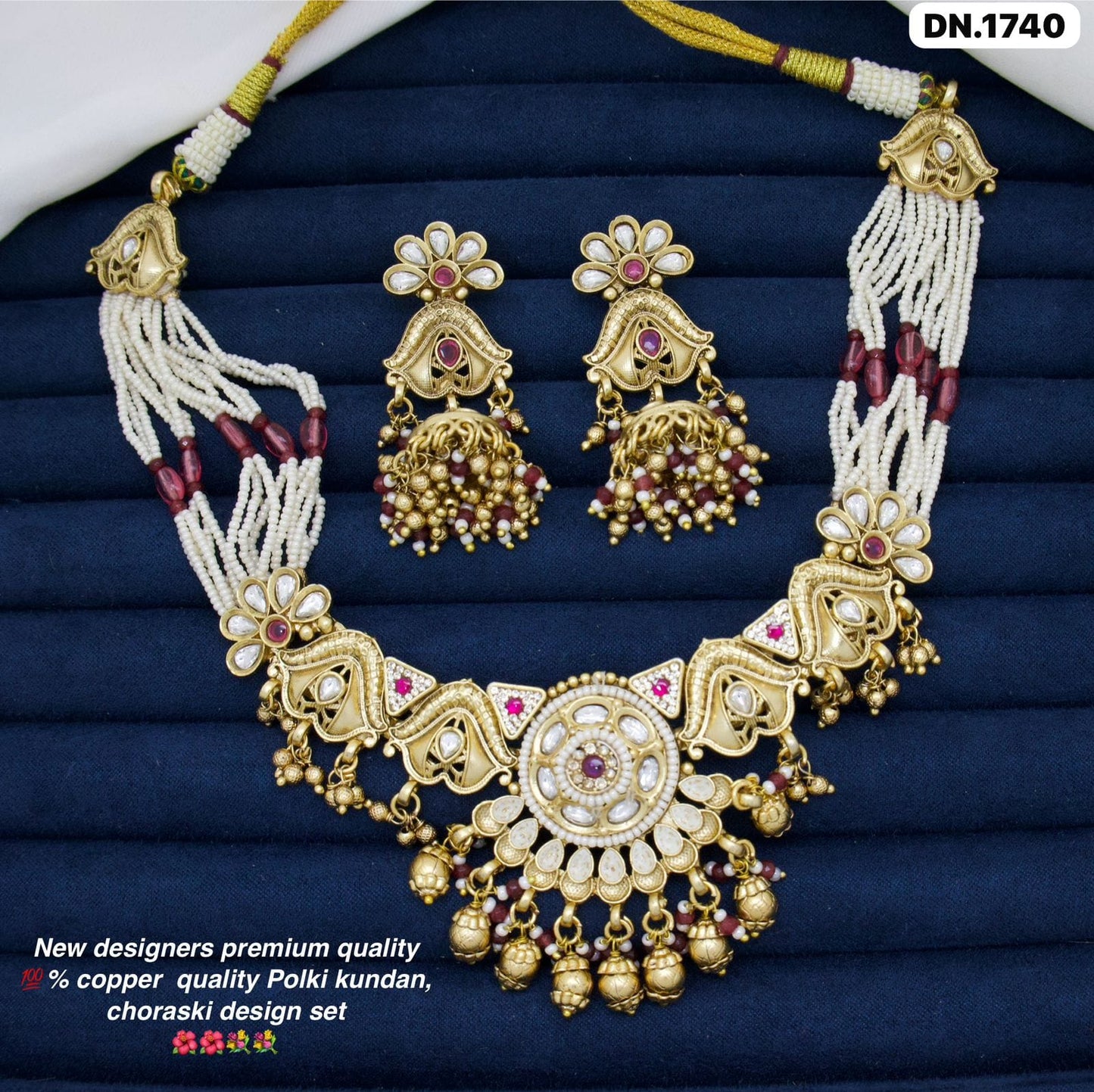 Zevar Choker Necklace Pink Polki Choraski Necklace Set – Handcrafted Indian Bridal Jewelry Online
