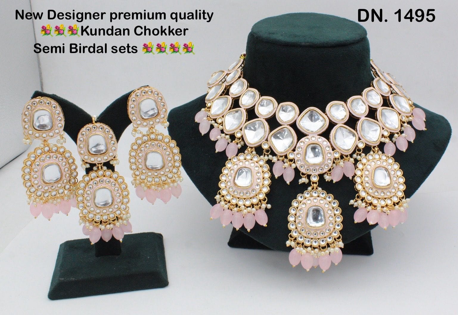 Zevar Choker Necklace Pitch Kundan Choker Necklace Set with Drops – Timeless Elegance and Grace