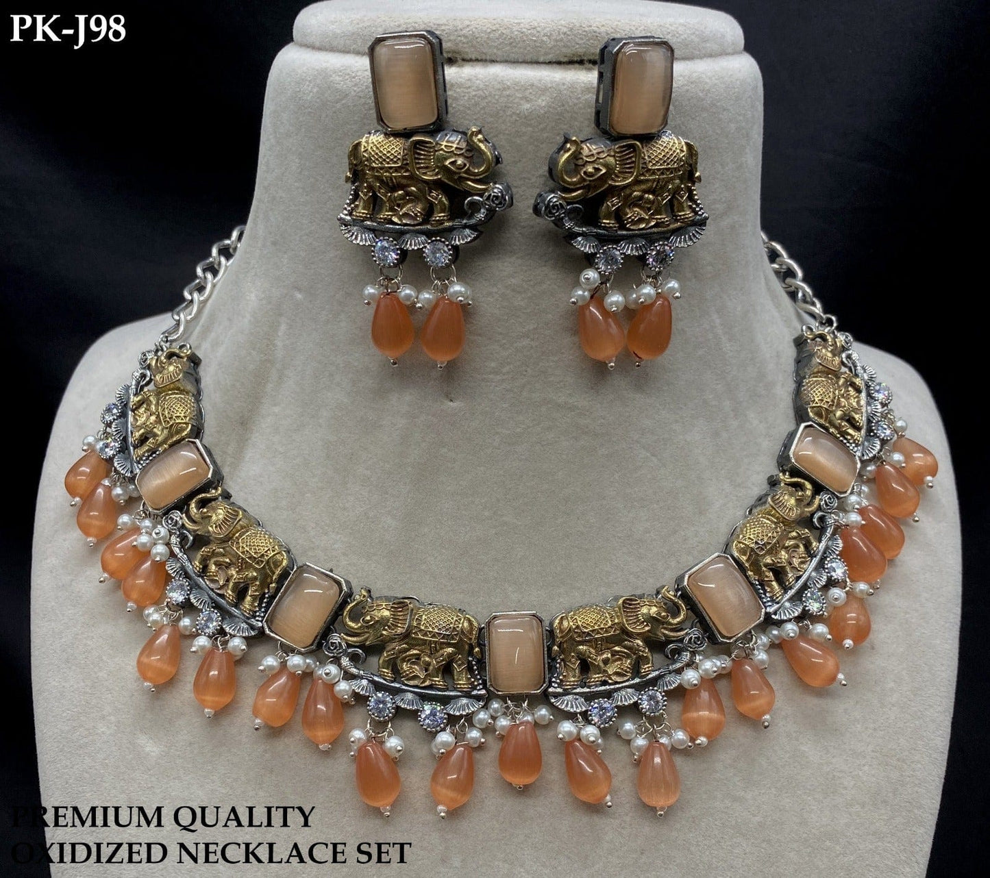 Zevar Choker Necklace Pitch Navratri Special Oxidized Polki Jewelry Set