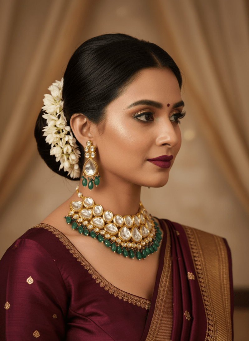 Zevar choker necklace Premium Quality Kundan Choker Necklace With Earrings