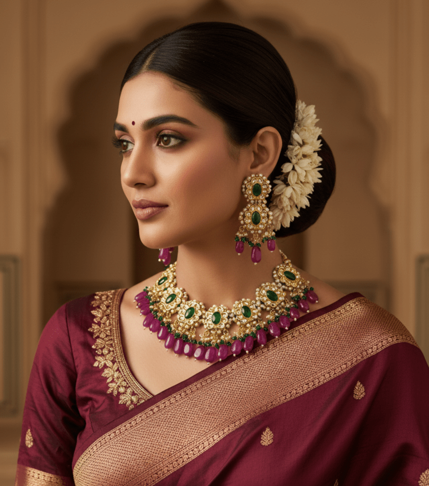 Zevar choker necklace Premium Quality Kundan Choker Necklace With Earrings