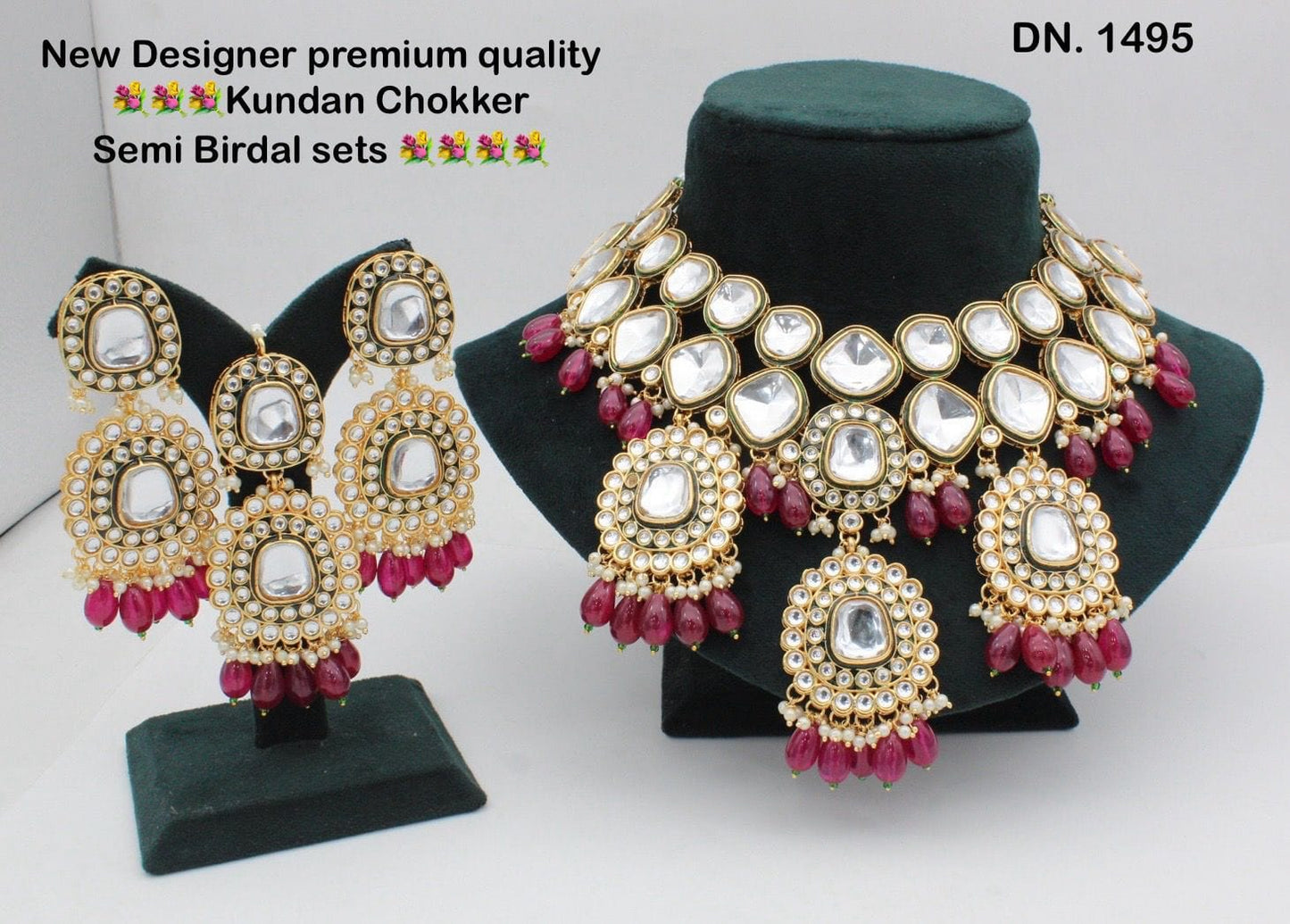 Zevar Choker Necklace Red Kundan Choker Necklace Set with Drops – Timeless Elegance and Grace