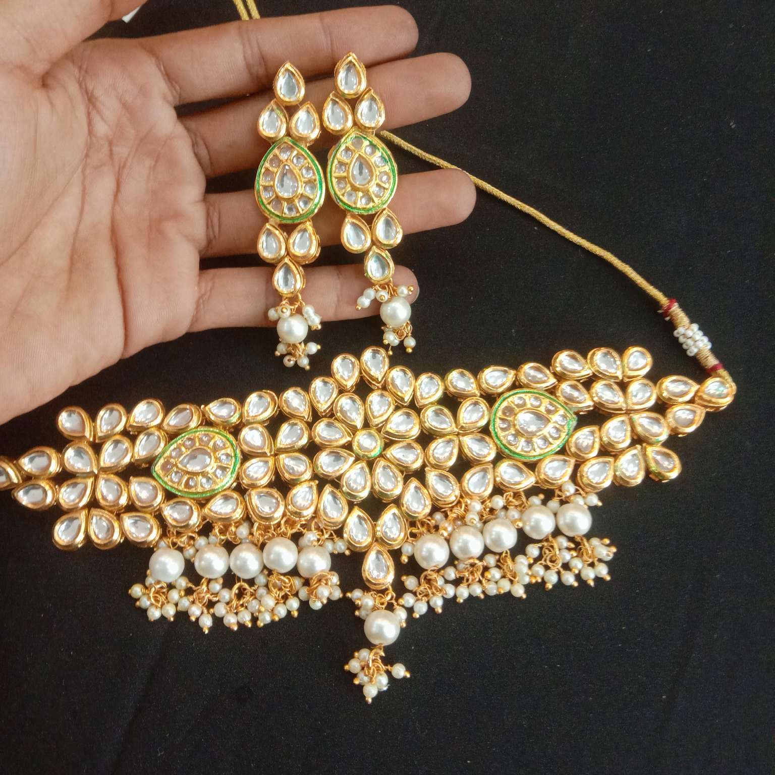 Zevar Choker necklace Royal Kundan Bridal Necklace Set with Meenakari Backside