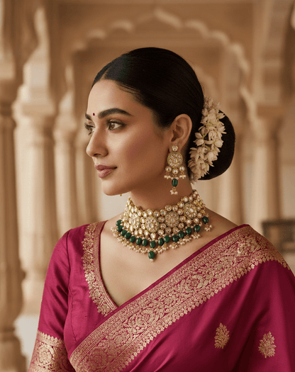 Zevar choker necklace Traditional Kundan Choker Necklace With Earrings