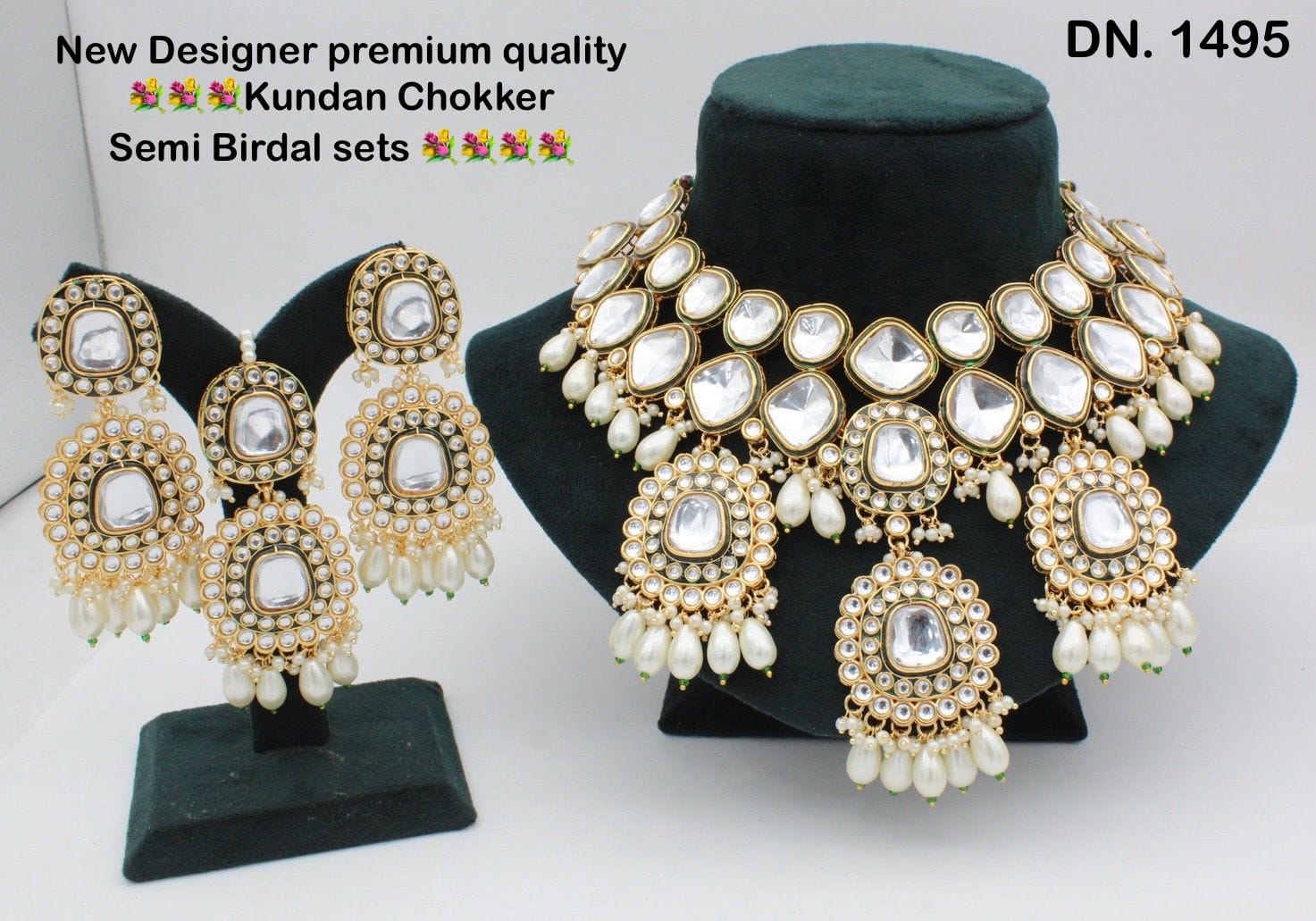 Zevar Choker Necklace White Kundan Choker Necklace Set with Drops – Timeless Elegance and Grace