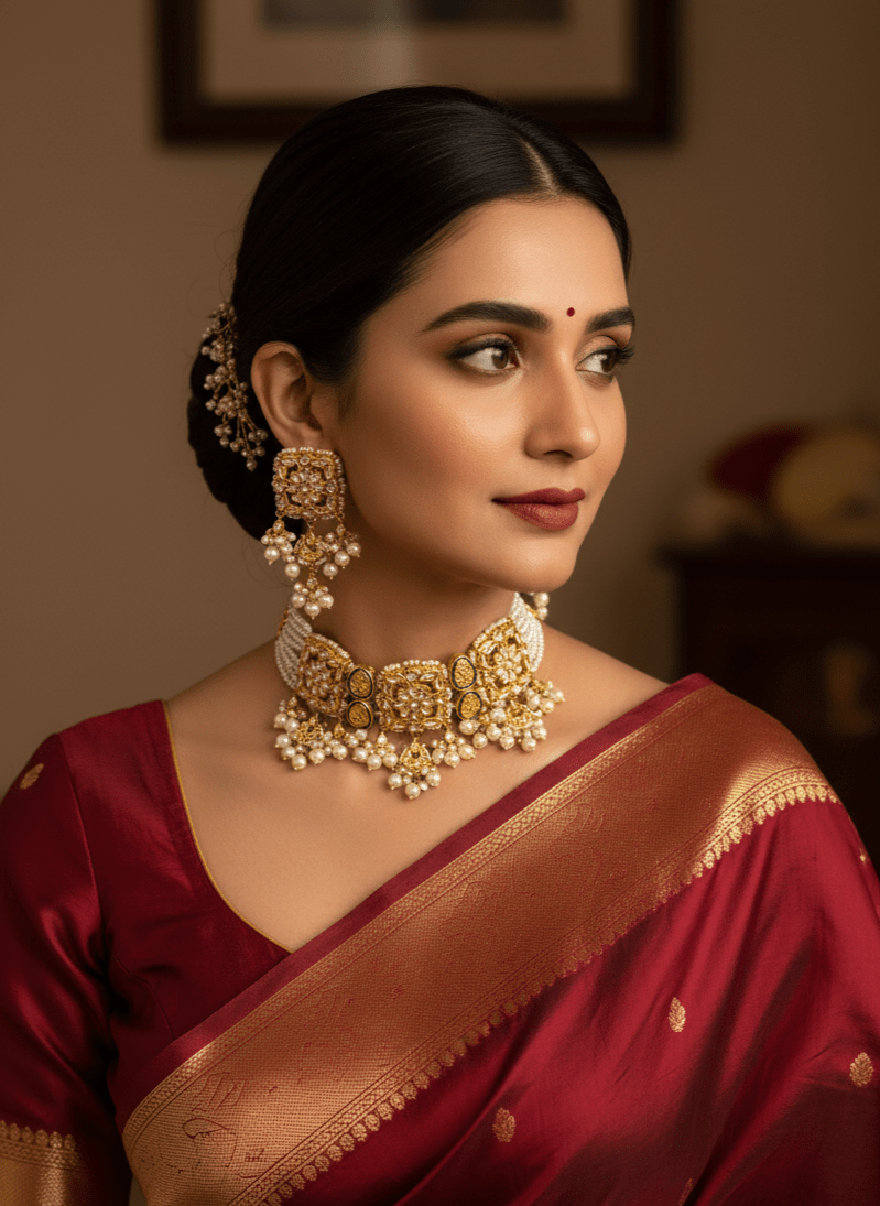 Zevar choker necklace ZEVAR | High Quality Kundan Choker Necklace With Earrings