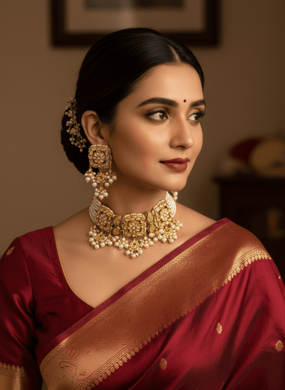 Zevar choker necklace ZEVAR | High Quality Kundan Choker Necklace With Earrings