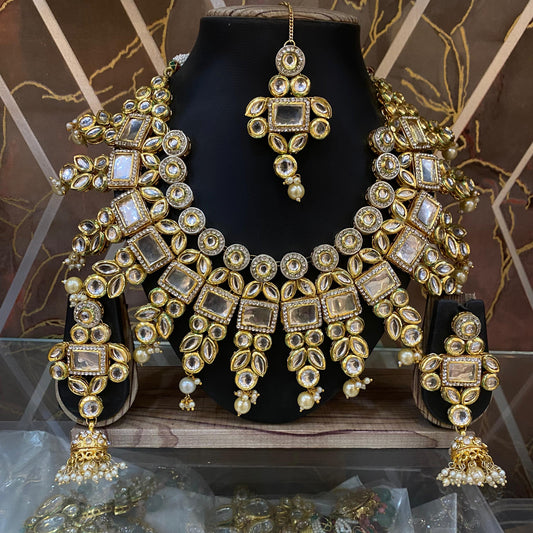 Zevar choker necklace ZEVAR | Kundan AD Stone Necklace With Earring And Maangtika