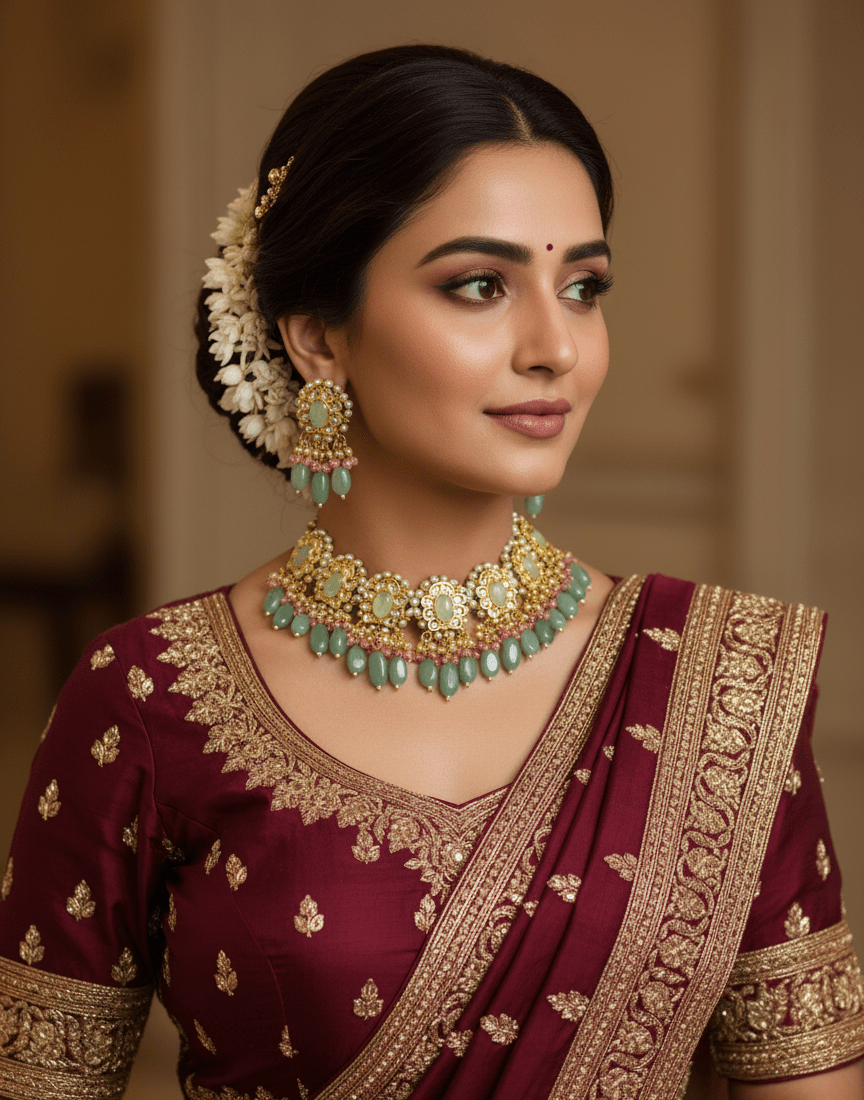 Zevar choker necklace ZEVAR | Premium Quality Kundan Choker Necklace With Earrings