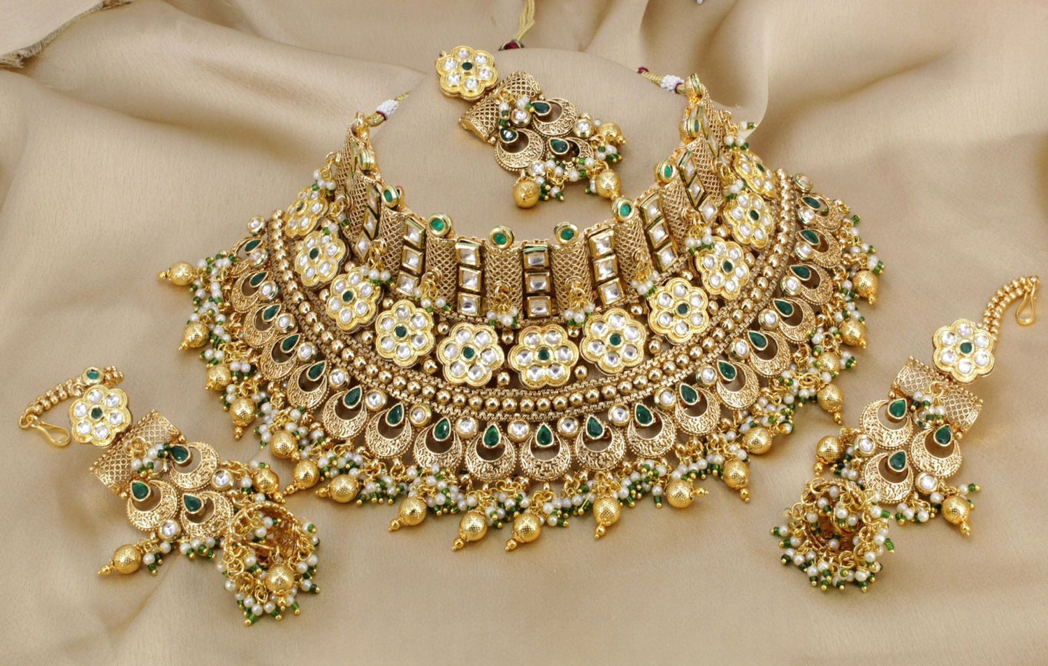 Zevar copper necklace ZEVAR I Kundan Studded Copper Choker Necklace Set