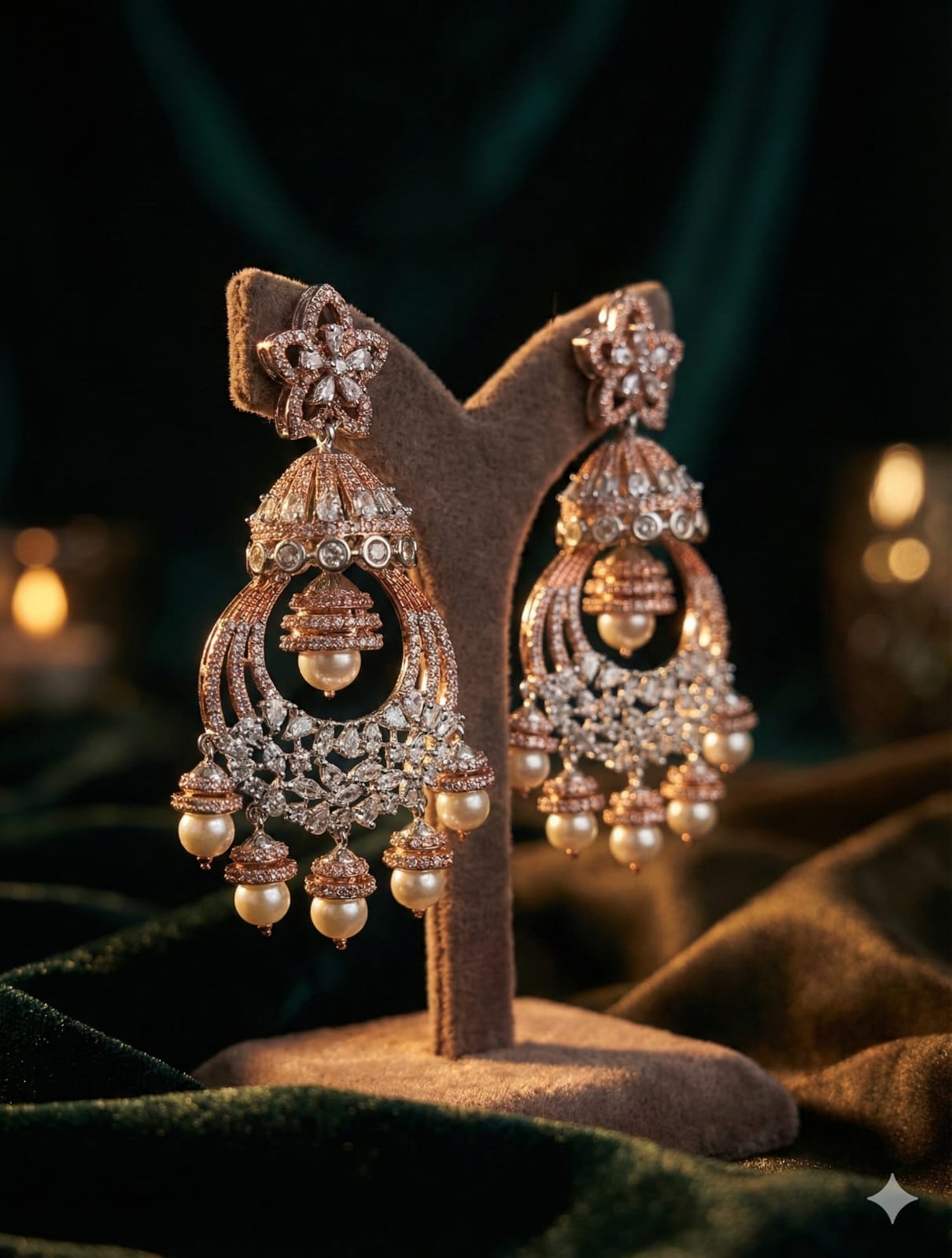 Zevar Earrings Exquisite American Diamond Designer Earrings Luxury