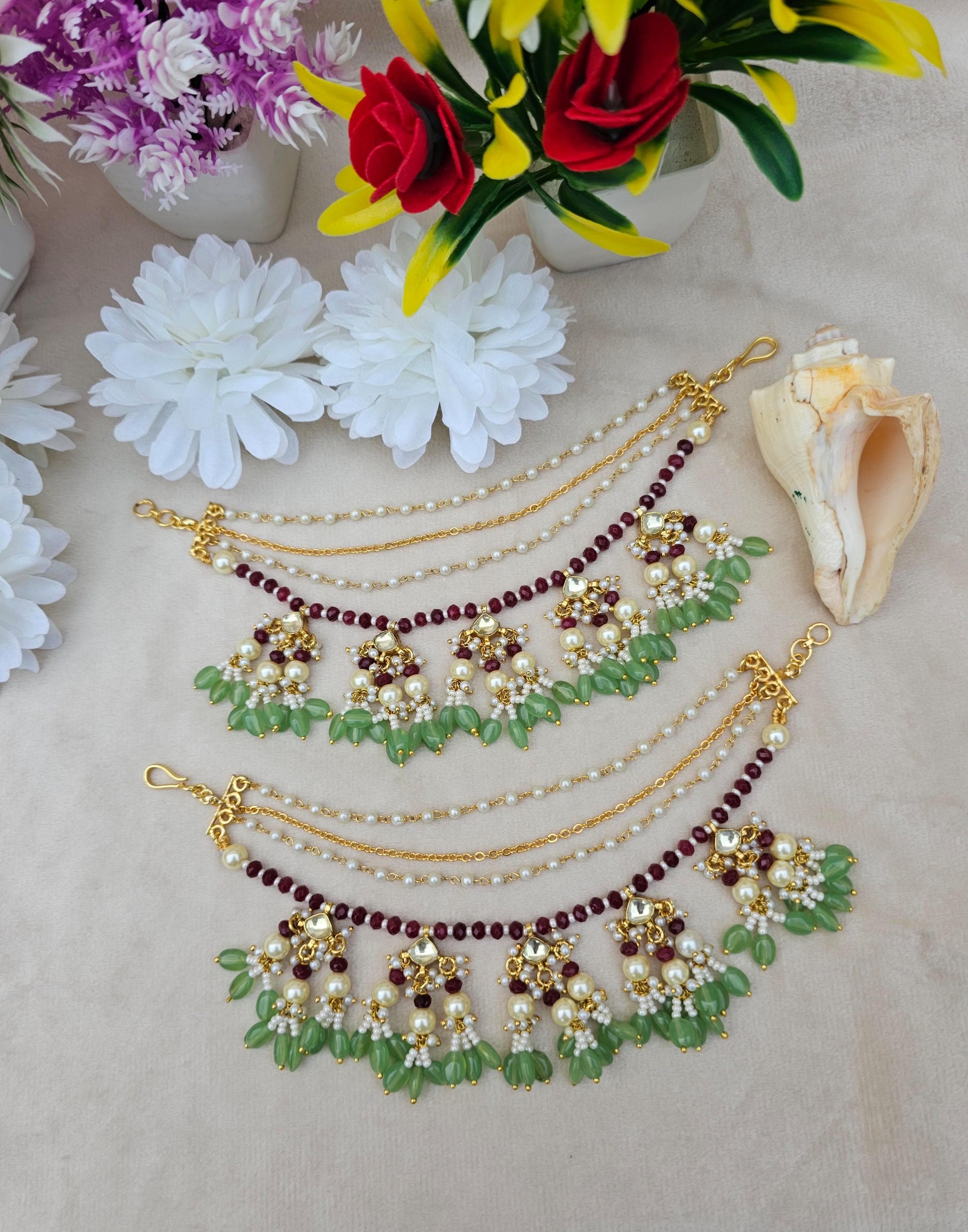 Zevar Earrings Exquisite Pachi Kundan Earchains | Timeless Sparkle