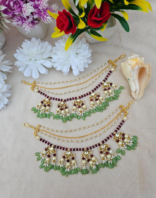 Zevar Earrings Exquisite Pachi Kundan Earchains | Timeless Sparkle