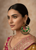 Zevar Earrings Green Peacock Meenakari Chandbali Jhumka Earrings