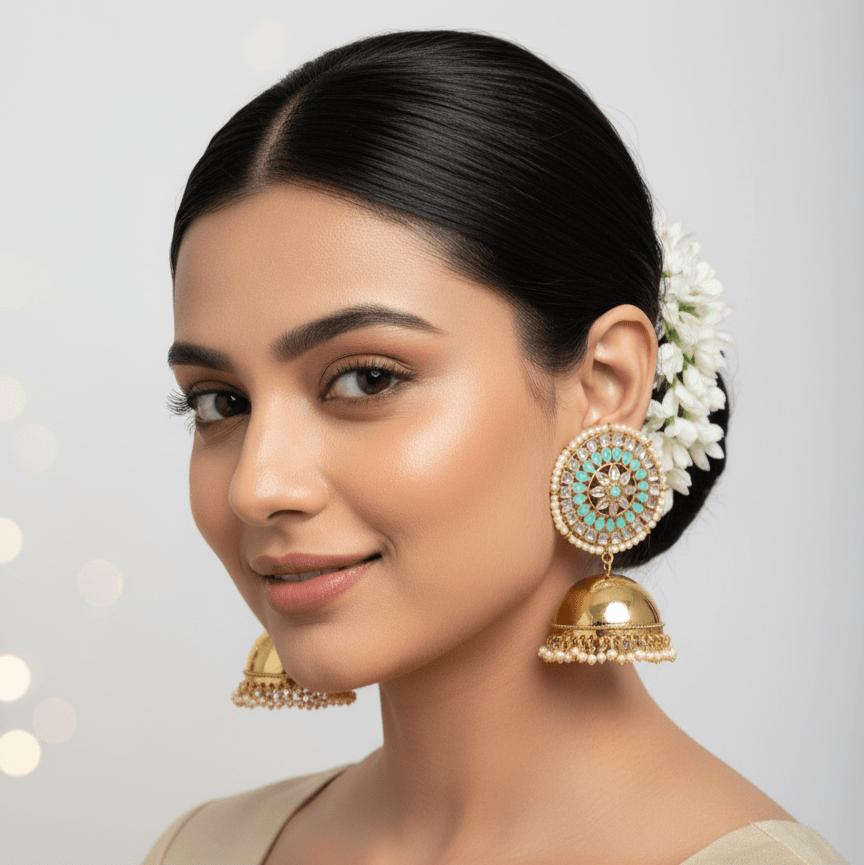 Zevar Earrings New Kundan Design Jhumka Gold Earrings Set