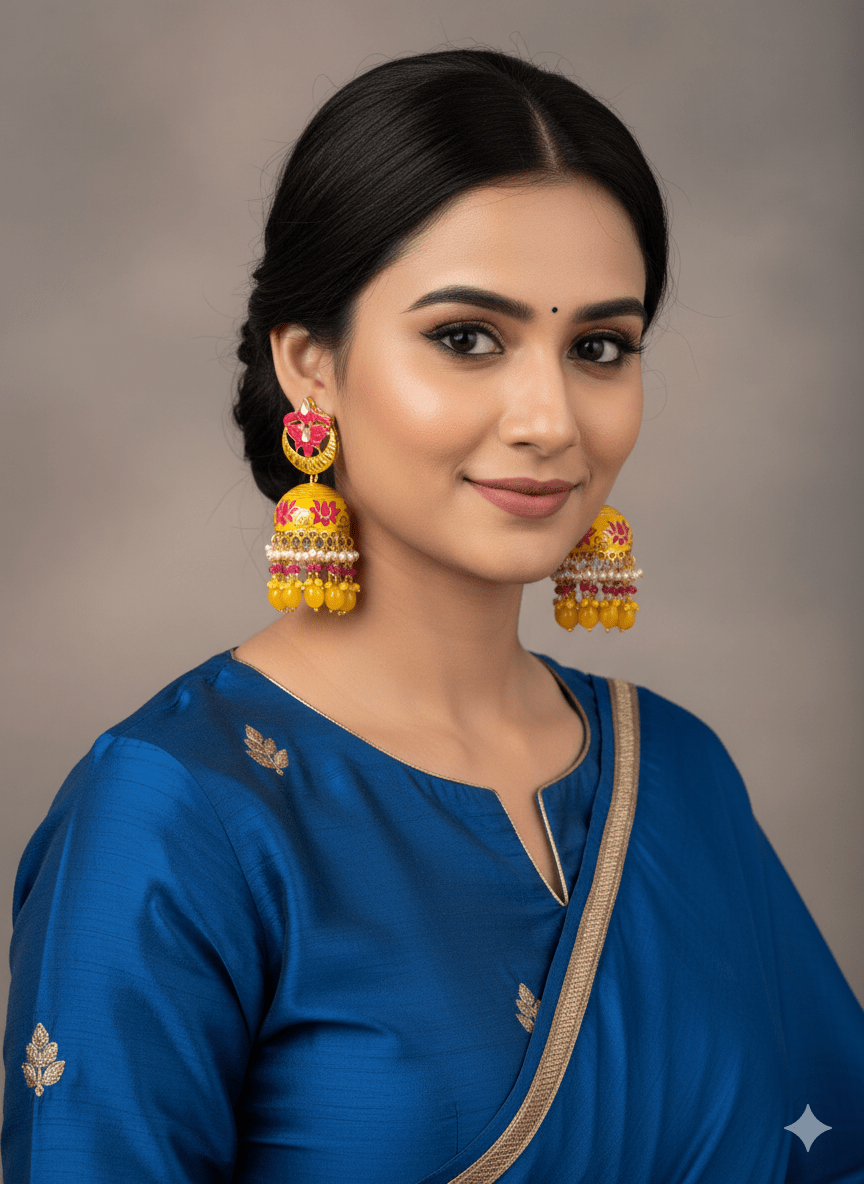 Zevar Earrings Premium Quality Real Meenakari Work kundan jhumka earrings Set By Zevar