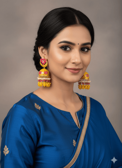 Zevar Earrings Premium Quality Real Meenakari Work kundan jhumka earrings Set By Zevar