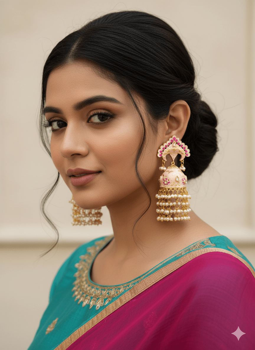 Zevar Earrings Premium Quality Real Meenakari Work kundan jhumka earrings Set By Zevar