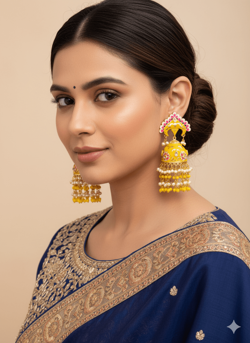 Zevar Earrings Premium Quality Real Meenakari Work kundan jhumka earrings Set