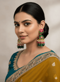 Zevar Earrings Premium Quality Real Meenakari Work kundan jhumka earrings Set