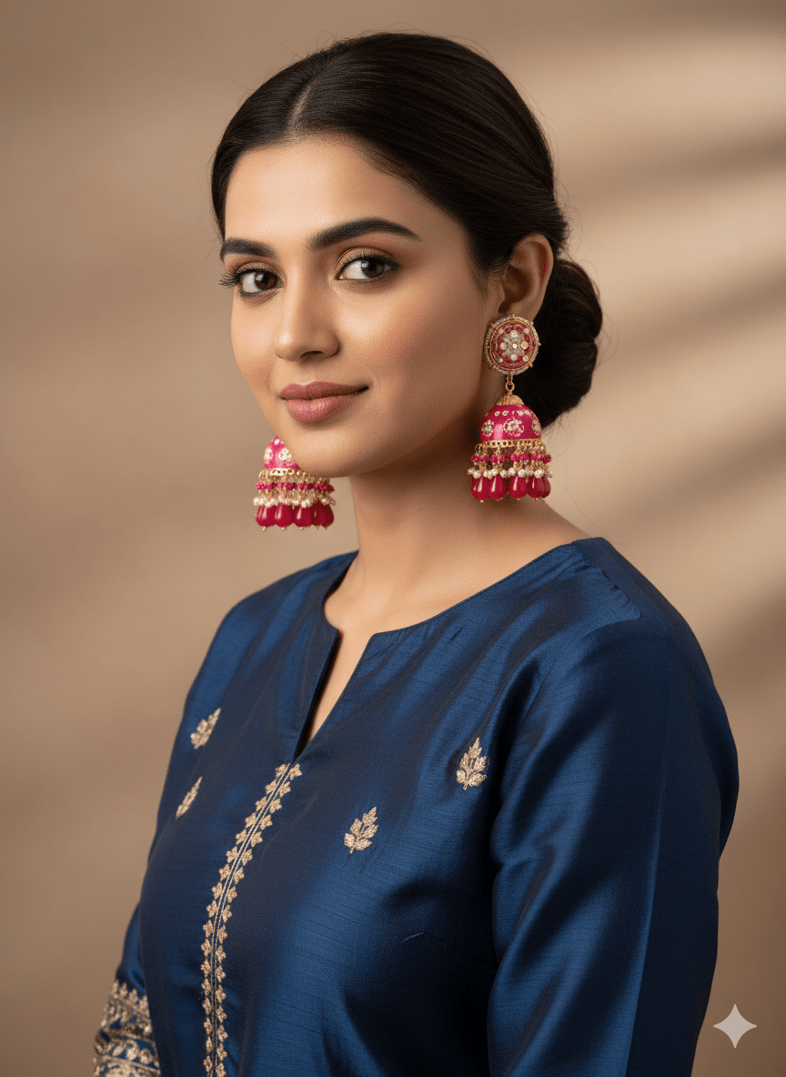 Zevar Earrings Real Meenakari Work  kundan jhumka earrings Set By Zevar