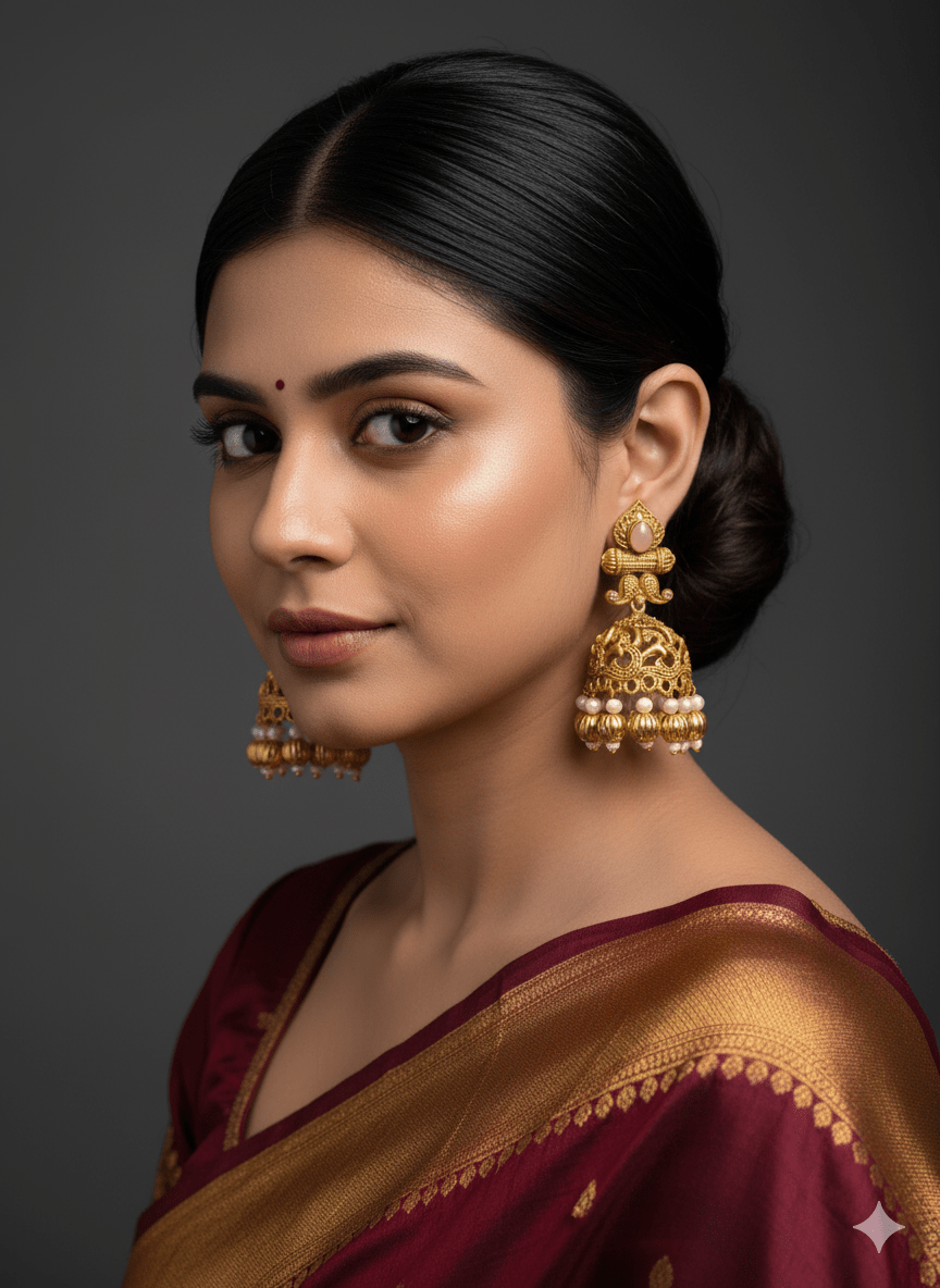 Zevar Earrings ZEVAR I Brass Gold Kundan Earrings Set