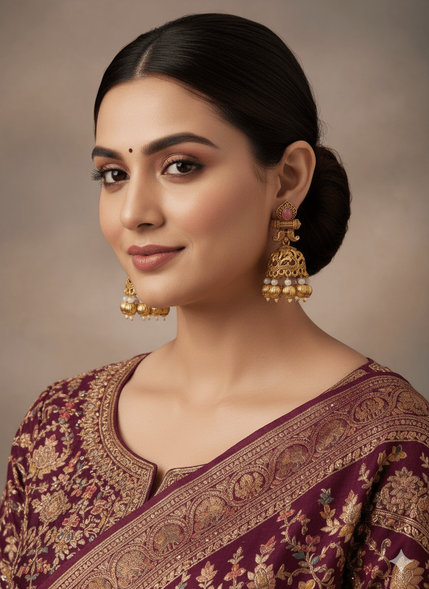 Zevar Earrings ZEVAR I Brass Gold Kundan Earrings Set