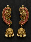 Zevar Gold Plated Kundan Meenakari Peacock Jhumka Earrings