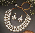 Zevar Gold Plated Kundan Stefan Ethnic Gold Plated White Kundan Big Stone Necklace